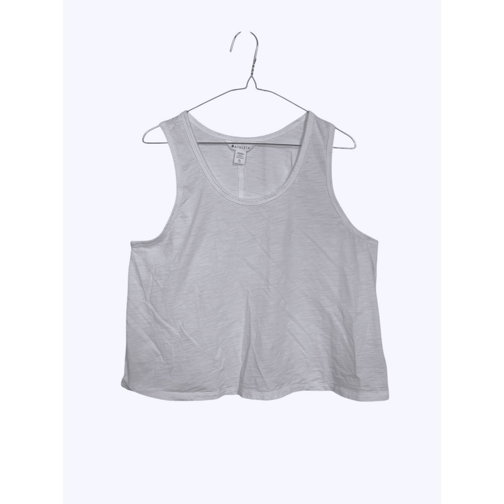 Athleta White Cotton Tank Top Womens Size XL Lightweight Basic Casual